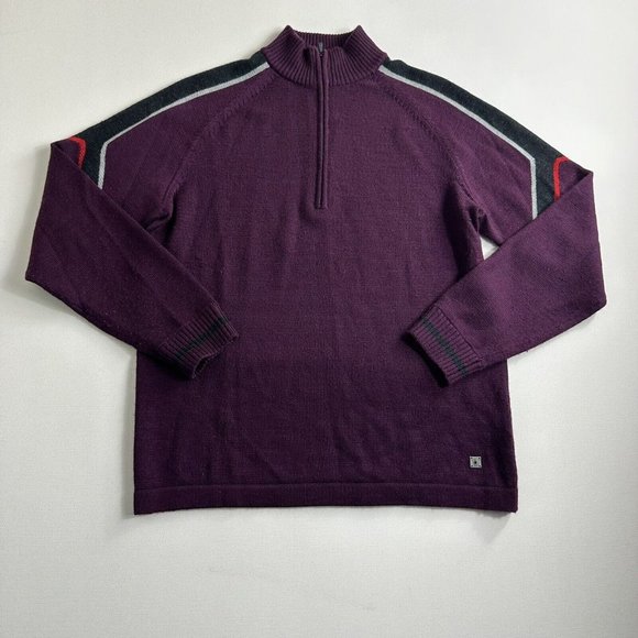 Smartwool Pullover 1/4 Zip Mock Neck‎ Sweater Wool Blend Mens Size Medium Maroon - Picture 1 of 9